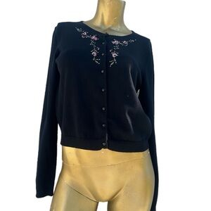 Silk-Blend Y2K Jonathan Martin Studio Embroidered floral Cardigan Size 10